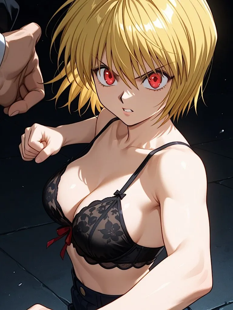 紺のソックス 【女戦士】黒下着を念能力で覗き見屈辱! d_656426