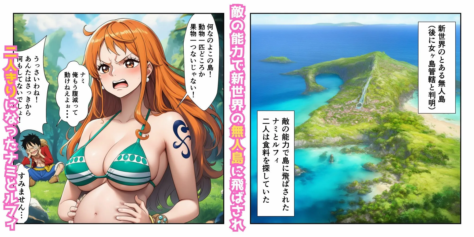 YH ハンコックの夜●いでルフィ覚醒! ナミ&ハンコック無人島イチャラブ中出し d_681738