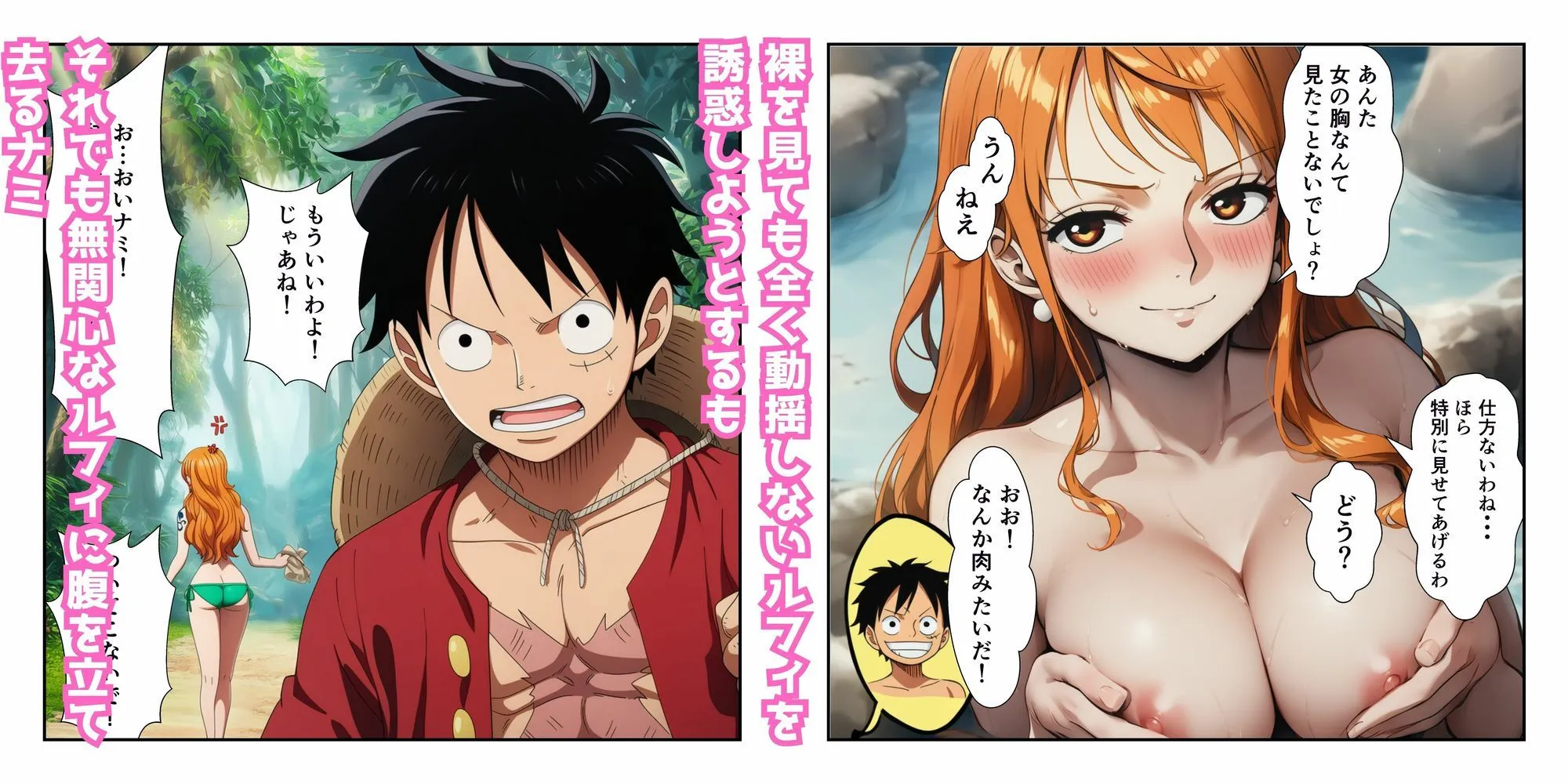 YH ハンコックの夜●いでルフィ覚醒! ナミ&ハンコック無人島イチャラブ中出し d_681738