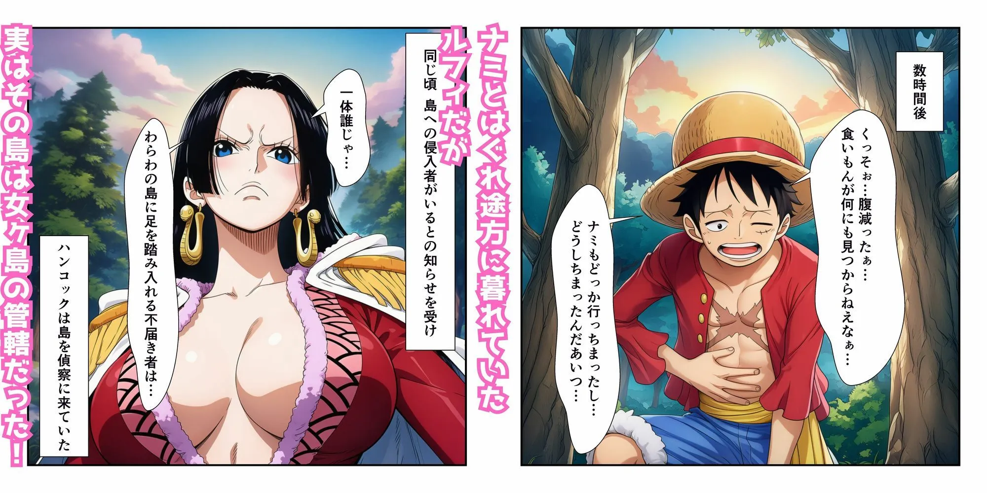 YH ハンコックの夜●いでルフィ覚醒! ナミ&ハンコック無人島イチャラブ中出し d_681738