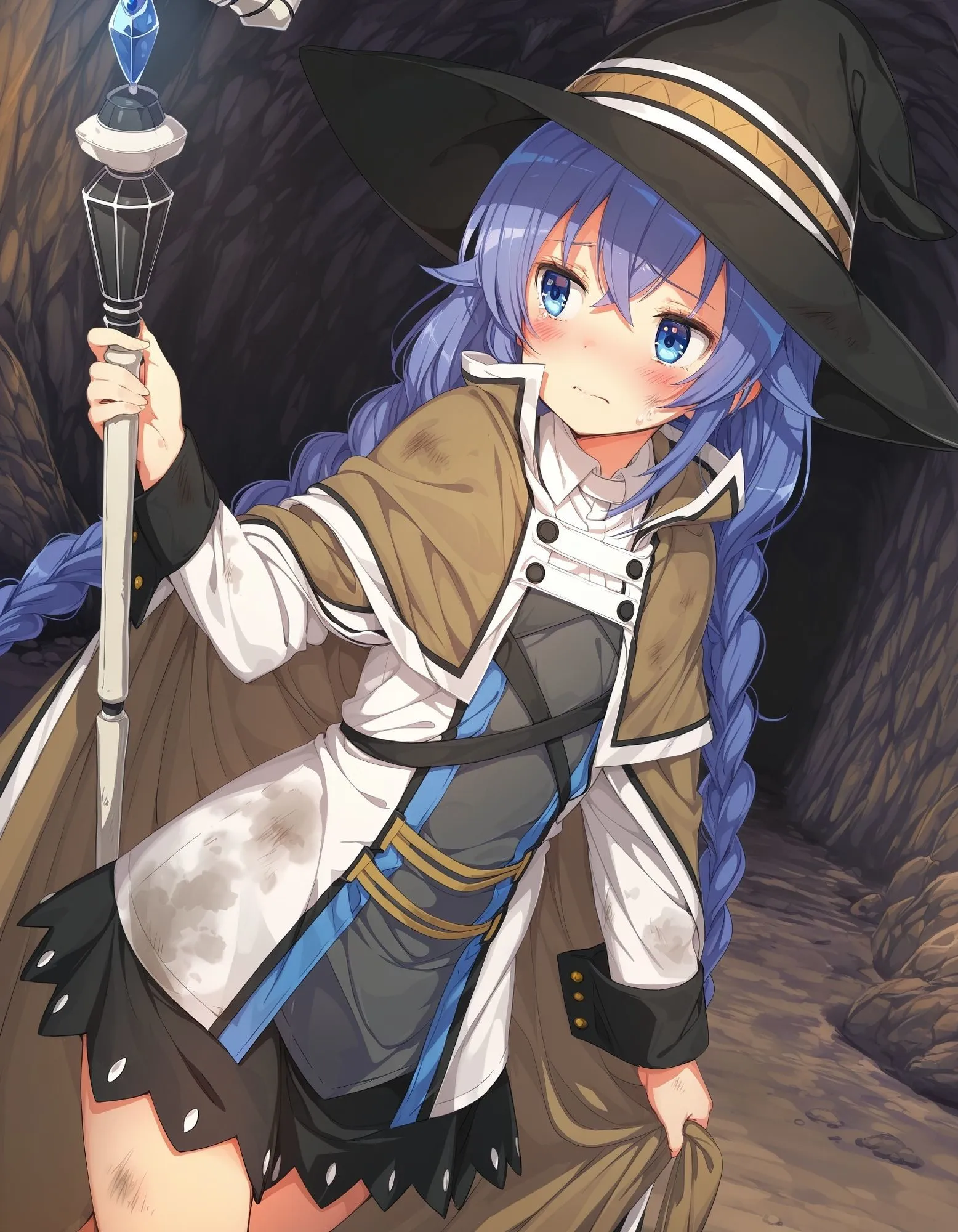 絵心あいのAI生成アトリエ 蒼き魔導師、洞窟の孕囚 d_686072